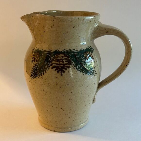 Boot Hill Pottery Pinecone Jug Vase Signed Country Christmas Rustic Decor 6” - Picture 1 of 10